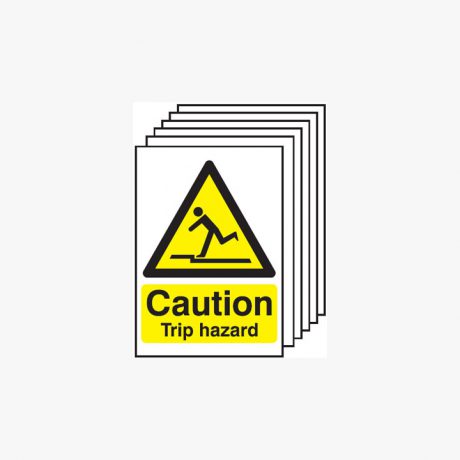 Caution Trip Hazard Multipack 6 Self Adhesive Plastic 300x400mm Signs