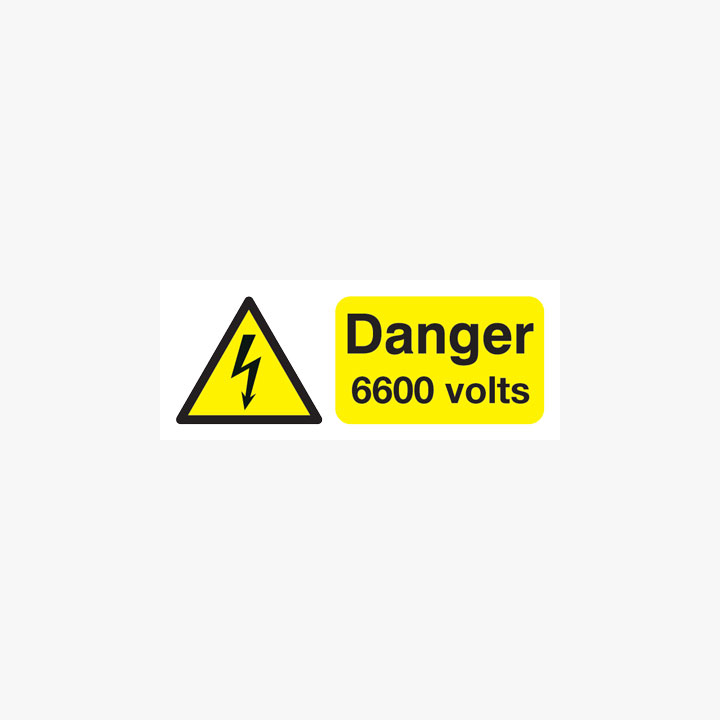 Danger 6600 Volts Plastic Signs 250 mm x 100 mm