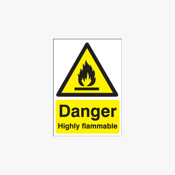 Danger Highly Flammable Self Adhesive 150x125mm Signs Safety Sign UK