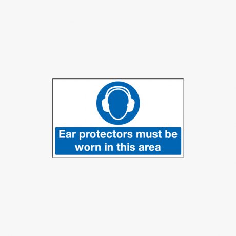 Ear Protectors Must Be Worn In This Area Self Adhesive Plastic 900x300mm Signs