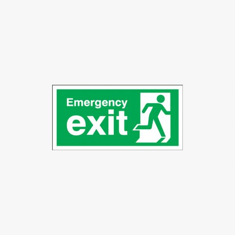 Emergency Exit Running Man Right Self Adhesive Plastic 450x150mm Signs