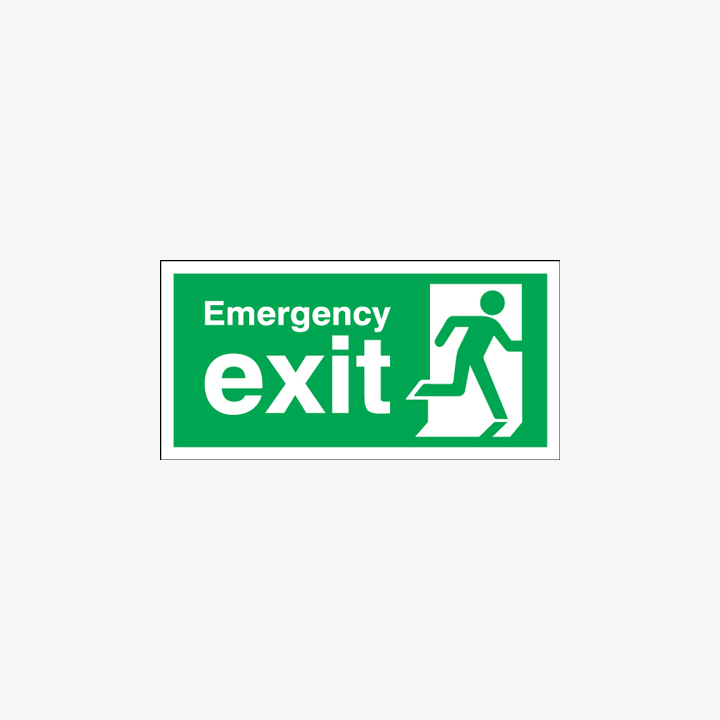 Emergency Exit Running Man Right Self Adhesive Plastic 450x150mm Signs