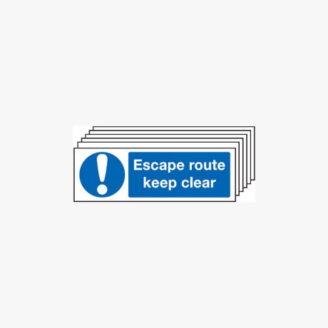 Escape Route Keep Clear Multipack 6 Plastic 450x150mm Signs