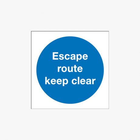Escape Route Keep Clear Self Adhesive Plastic 150x150mm Signs