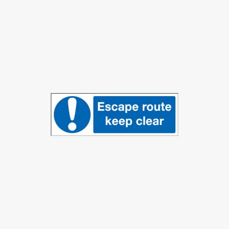 Escape Route Keep Clear Self Adhesive Plastic 150x450mm Signs