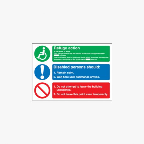 Evacuation For Disabled People Self Adhesive Plastic Signs 350 mm x 250 mm
