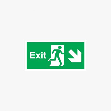 Exit Arrow Diagonal Right Down Self Adhesive Plastic 450mmx 150mm Signs