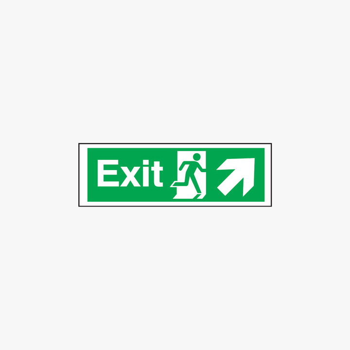 Exit Arrow Diagonal Up Right Self Adhesive Plastic 450x150mm Signs