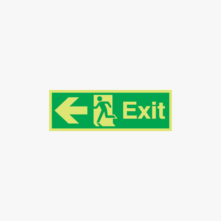 Exit Arrow Left Signs Night Glow Self Adhesive 450x150mm
