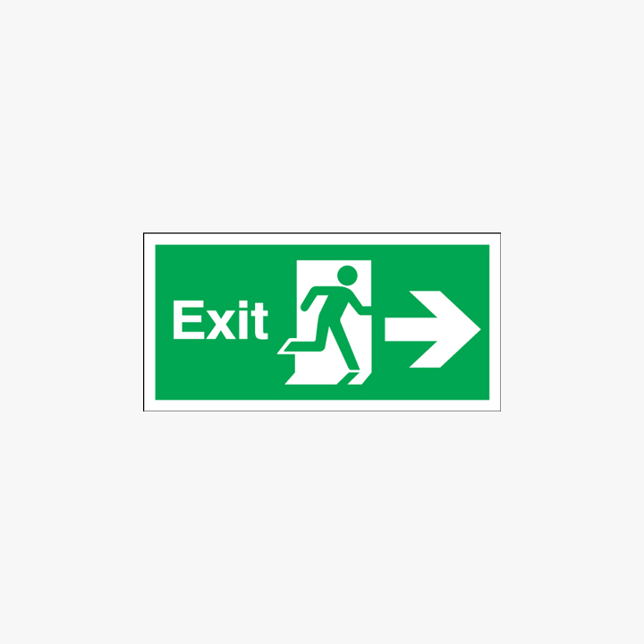 Exit Arrow Right Signs Night Glow Plastic 300x150mm