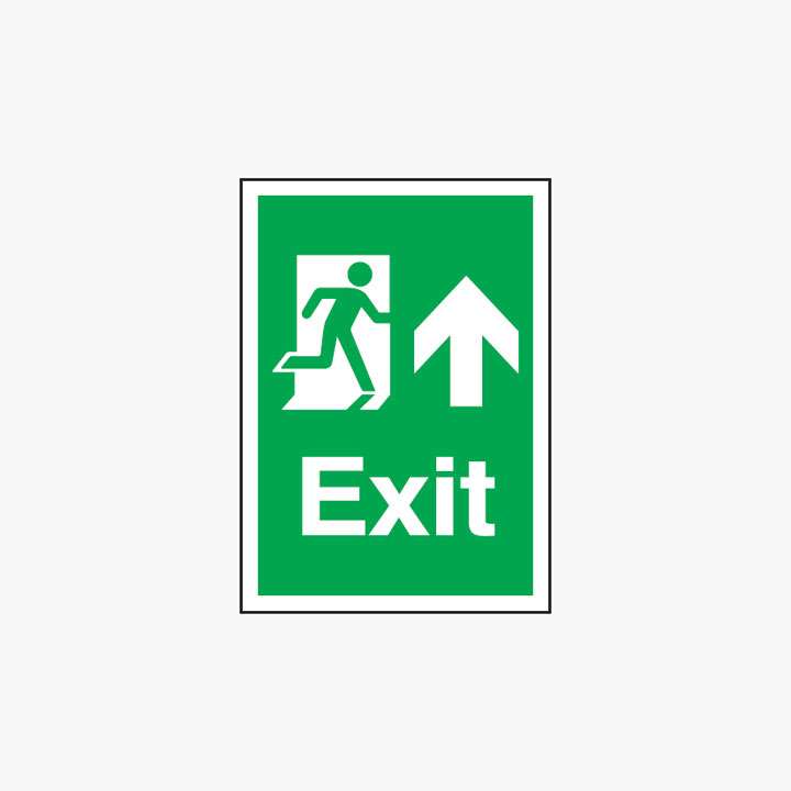 Exit Arrow Up Self Adhesive Plastic A3 Signs