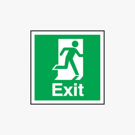 Exit Running Man Right Self Adhesive Plastic 150mm x150mm Signs