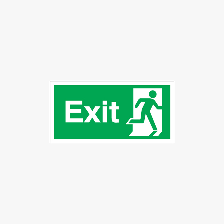 Exit Running Man Right Self Adhesive Plastic 450x150mm Signs