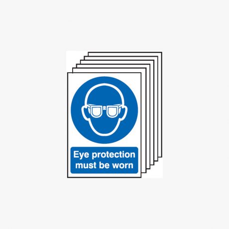 Eye Protection Must Be Worn Multipack 6 Self Adhesive Plastic A4 Signs