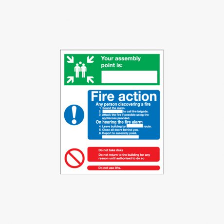 Fire Assembly Point Map Signs Self Adhesive Plastic 250x300mm