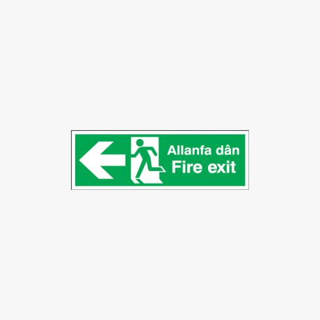 Fire Exit Allanfa Dan left Self Adhesive Plastic 450x150mm Signs
