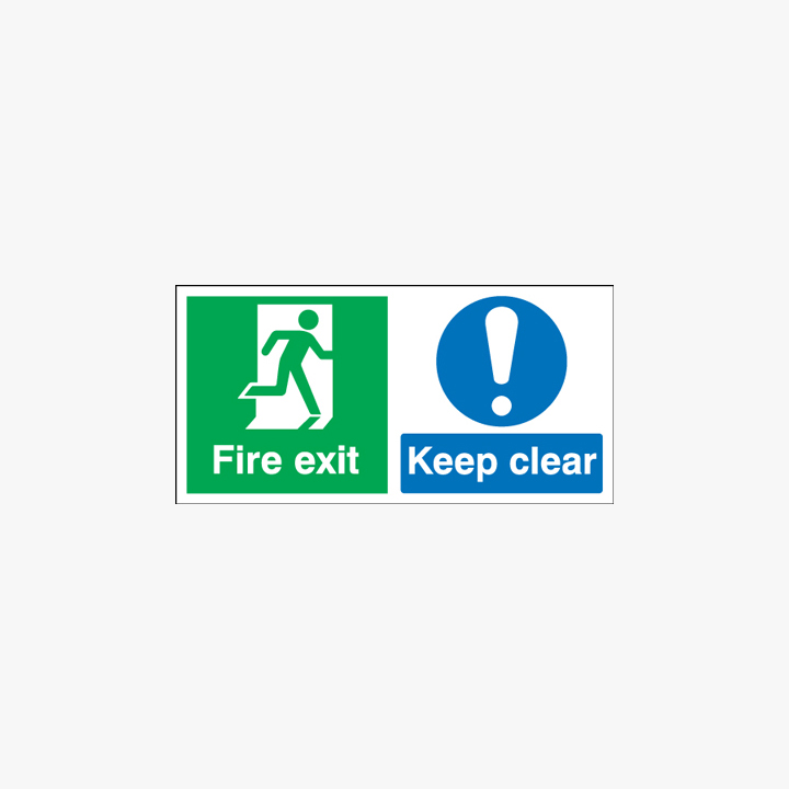 Fire Exit Keep Clear Night Glow Signs 450 mm x 150 mm