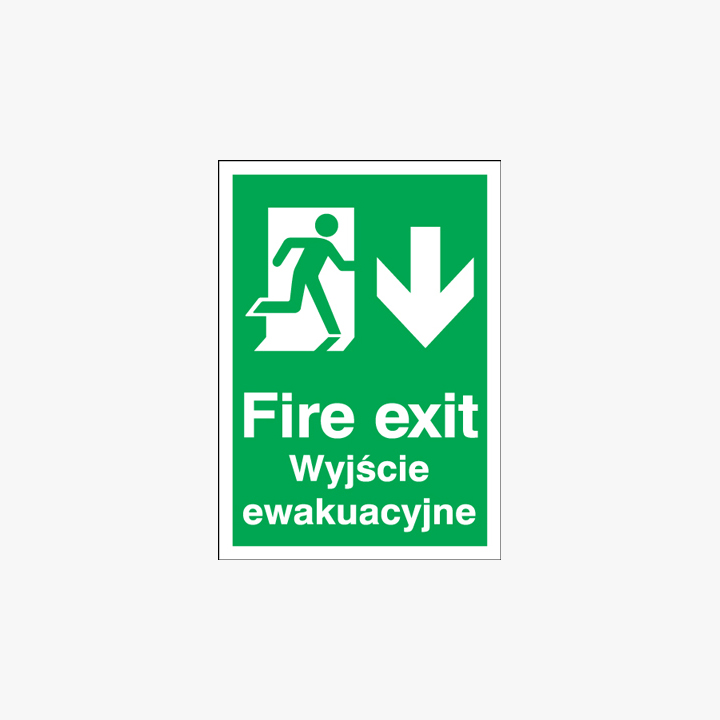 A3 Fire Exit (Polish) Running Man Down Plastic Signs