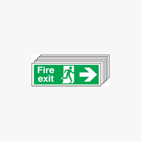 Fire Exit Running Man Arrow Right Multipack 6 Plastic 600x300mm Signs