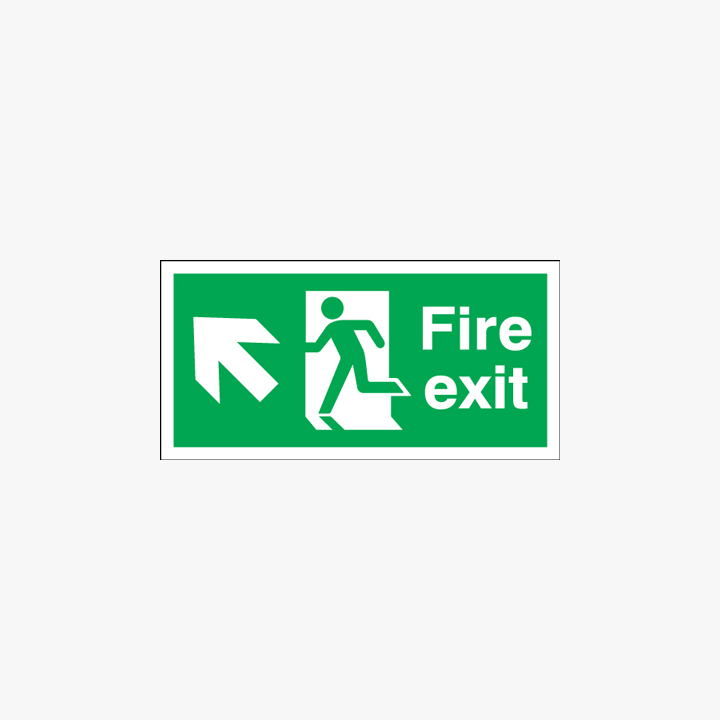300x600mm Night Glow Luminescent Fire Exit Run Man Arrow Up Left Plastic Signs