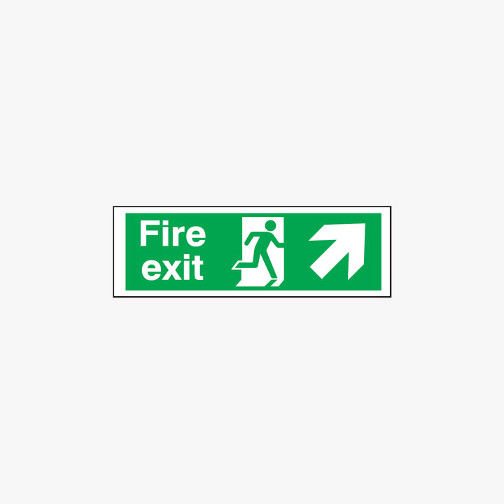 Fire Exit Running Man Arrow Up Right Plastic 600x300mm Signs
