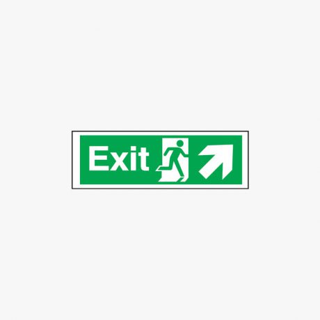 Fire Exit Running Man Arrow Up Right 300x150mm Self Adhesive Signs