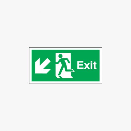 Fire Exit Running Man Down Left Signs