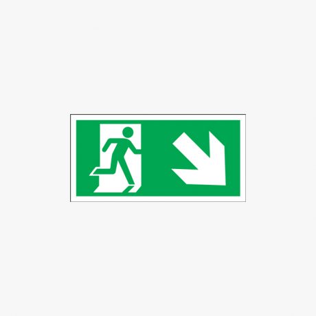 Fire Exit Running Man Down Right Signs