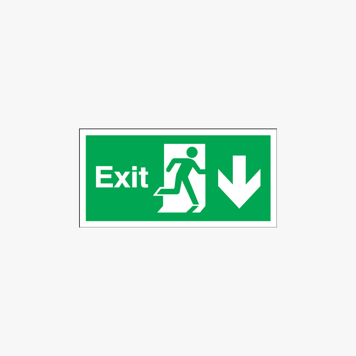 Exit Arrow Down Signs Night Glow 450x150mm