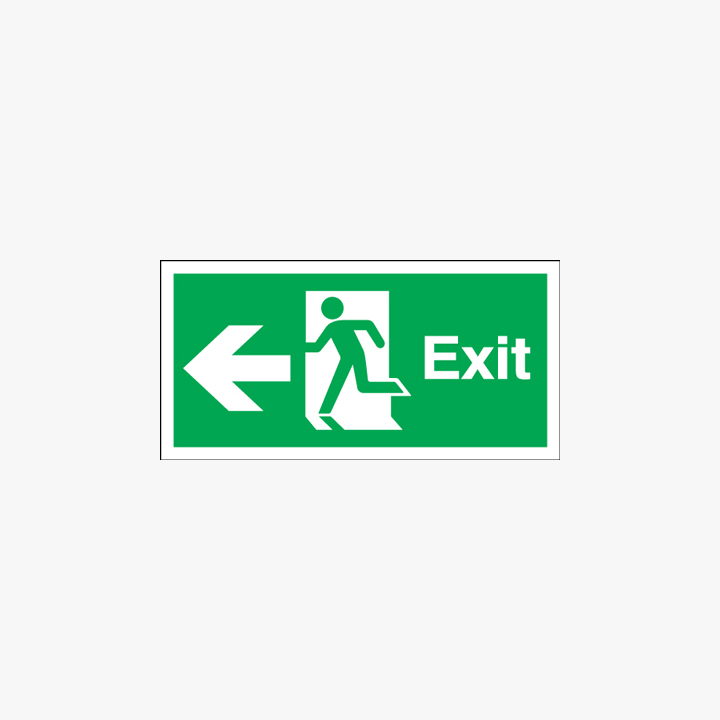 Exit Arrow Left Signs Night Glow Plastic 300x150mm
