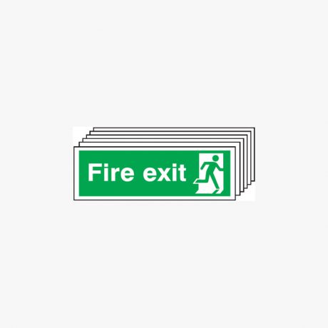 Fire Exit Running Man Right Multipack 6 Self Adhesive Plastic 600x300mm Signs