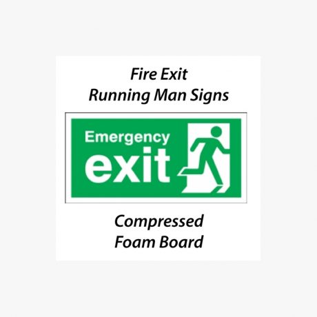 Fire Exit Running Man Signs Compressed Foam Rigid Plastic - 3mm
