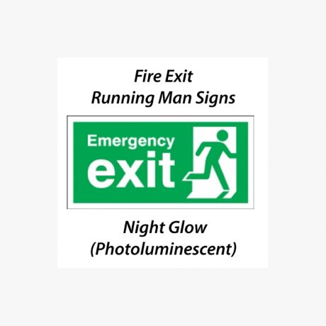 Fire Exit Running Man Signs Night Glow (Photoluminescent)