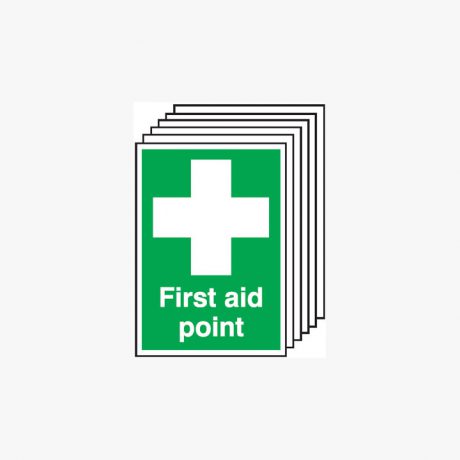 First Aid Point Multipack 6 Self Adhesive Plastic A4 Signs