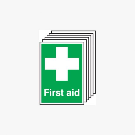 First Aid Signs Multipack 6 Self Adhesive Plastic A4 Signs