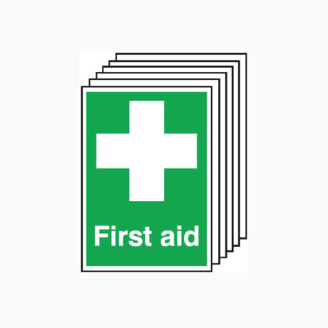 First Aid Stickers Multipack 6 Self Adhesive Signs A3