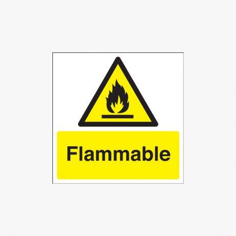 Flammable Self Adhesive Plastic 150x150mm Signs