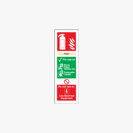Foam Extinguisher For Use On Self Adhesive Plastic 280x90mm Signs