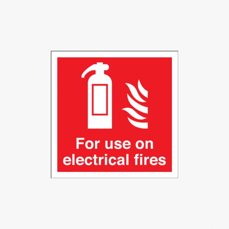 For Use On Electrical Fires Self Adhesive Plastic 200x200mm Signs