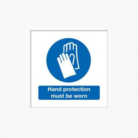 Hand Protection Must Be Worn Self Adhesive Plastic 200x200mm Signs