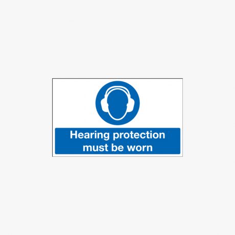 Hearing Protection Must Be Worn Self Adhesive Plastic 500x300mm Signs