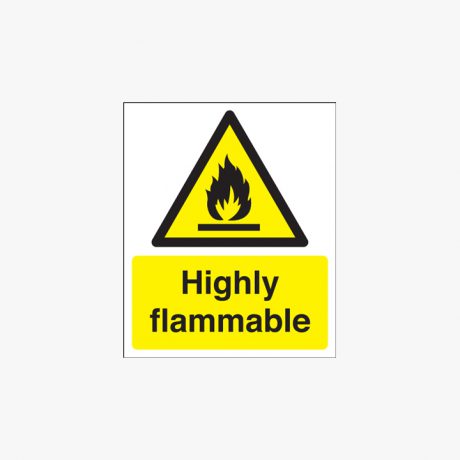 Highly Flammable Self Adhesive Plastic 150x125mm Signs