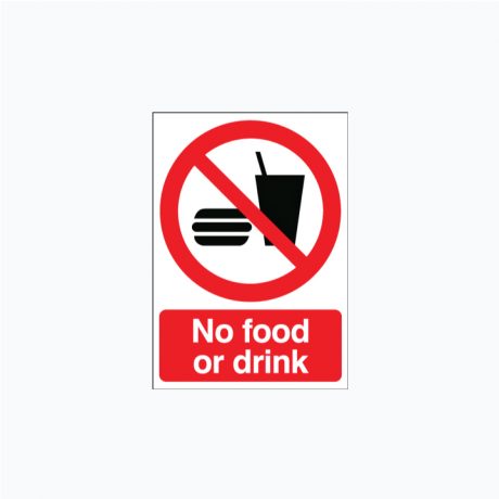No Food Or Drink Plastic Signs A2