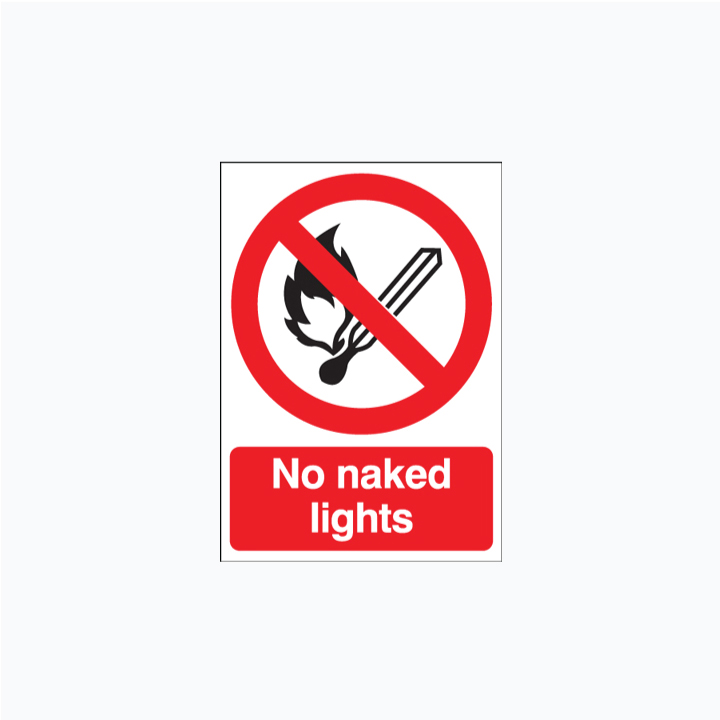 No Naked Lights Plastic Signs A2