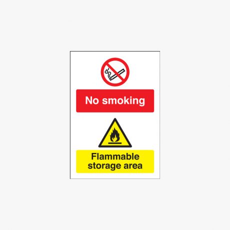 No Smoking Flammable Storage Area Self Adhesive Plastic 350x250mm Signs