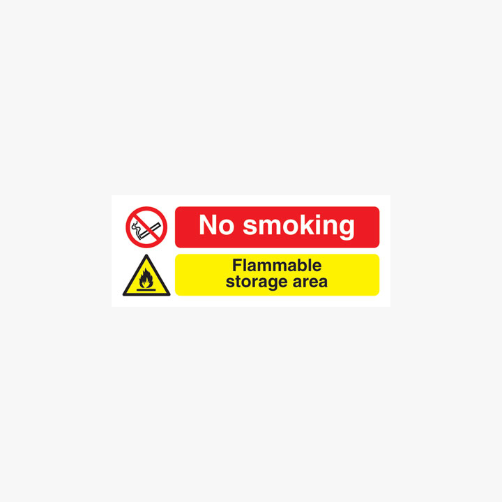 No Smoking Flammable Storage Self Adhesive Plastic 100x250mm Signs