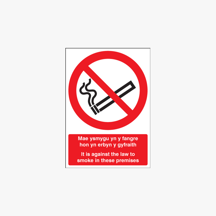 Self Adhesive A5 Welsh It Is Against The Law No Signs Safety Sign UK