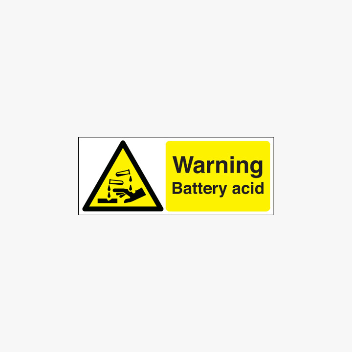 Plastic 100x250mm Warning Battery Acid Signs Safety Sign UK