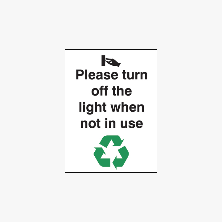 Plastic 200x150mm Please Turn Off The Light When Signs
