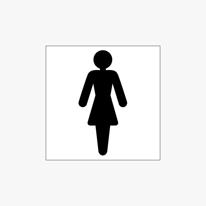 Plastic 150x150mm Ladies Toilet Symbol Signs